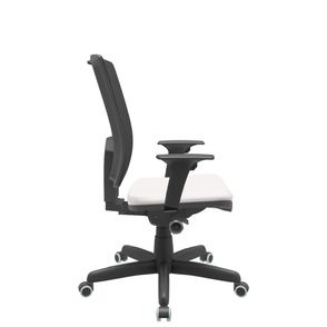 Cadeira Office Brizza Tela Preta Assento Vinil Branco Autocompensador Base Standard 120cm - 63695