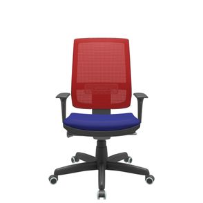 Cadeira Office Brizza Tela Vermelha Assento Aero Azul Autocompensador Base Standard 120cm - 63705
