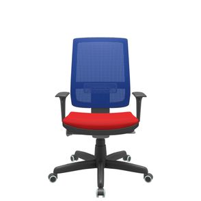 Cadeira Office Brizza Tela Azul Assento Aero Vermelho Autocompensador Base Standard 120cm - 63714