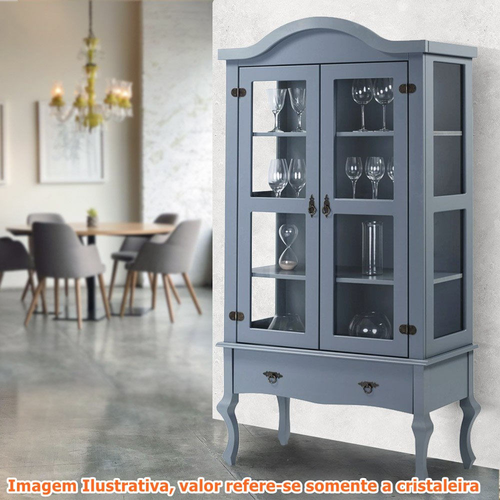 Cristaleira-Versalhes-2-Portas-e-1-Gaveta-cor-Cinza-192-cm---63699