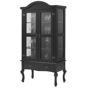 Cristaleira Versalhes 2 Portas e 1 Gaveta cor Preto 192 cm - 63700