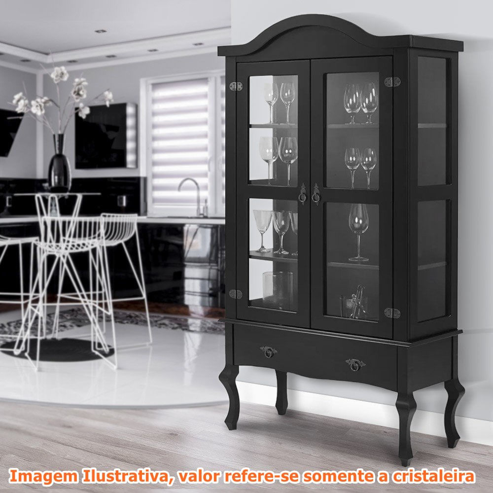 Cristaleira-Versalhes-2-Portas-e-1-Gaveta-cor-Preto-192-cm---63700