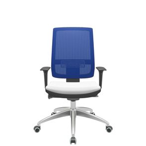 Cadeira Office Brizza Tela Azul Assento Aero Branco Autocompensador Base Aluminio 120cm - 63778