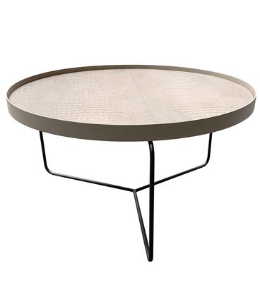 Mesa Centro Kevin Croco Fendi Base Preta 77 cm - 60025