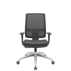 Cadeira Office Brizza Tela Preta Assento Vinil Preto RelaxPlax Base Aluminio 120cm - 63810