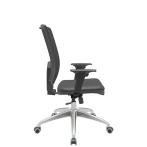 Cadeira Office Brizza Tela Preta Assento Vinil Preto RelaxPlax Base Aluminio 120cm - 63810