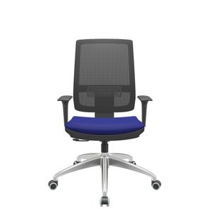 Cadeira Office Brizza Tela Preta Assento Aero Azul RelaxPlax Base Aluminio 120cm - 63817