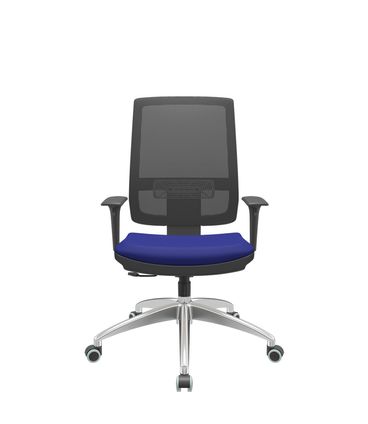 Cadeira Office Brizza Tela Preta Assento Aero Azul RelaxPlax Base Aluminio 120cm - 63817