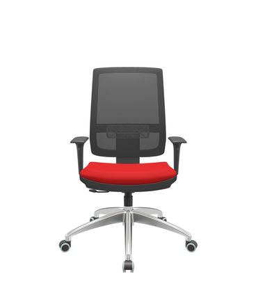 Cadeira Office Brizza Tela Preta Assento Aero Vermelho RelaxPlax Base Aluminio 120cm - 63818