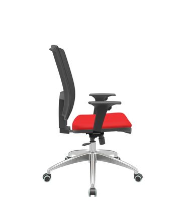 Cadeira Office Brizza Tela Preta Assento Aero Vermelho RelaxPlax Base Aluminio 120cm - 63818