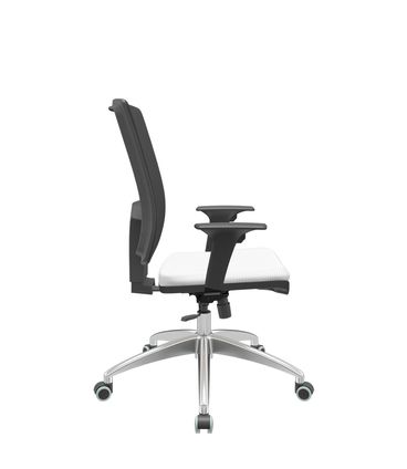Cadeira Office Brizza Tela Preta Assento Aero Branco RelaxPlax Base Aluminio 120cm - 63820