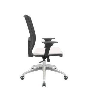 Cadeira Office Brizza Tela Preta Assento Vinil Branco RelaxPlax Base Aluminio 120cm - 63821