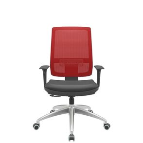 Cadeira Office Brizza Tela Vermelha Assento Vinil Preto RelaxPlax Base Aluminio 120cm - 63822
