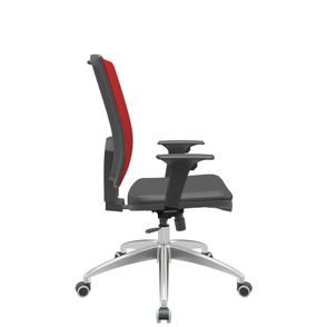 Cadeira Office Brizza Tela Vermelha Assento Vinil Preto RelaxPlax Base Aluminio 120cm - 63822