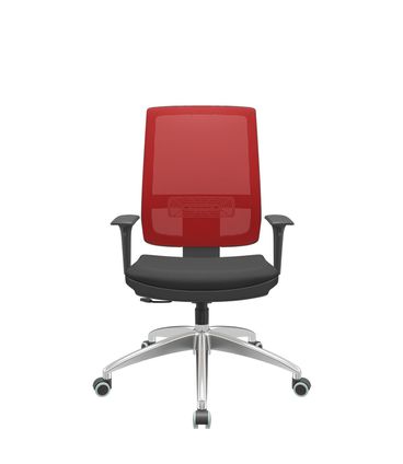 Cadeira Office Brizza Tela Vermelha Assento Aero Preto RelaxPlax Base Aluminio 120cm - 63823