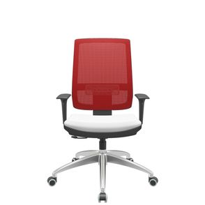 Cadeira Office Brizza Tela Vermelha Assento Aero Branco RelaxPlax Base Aluminio 120cm - 63826