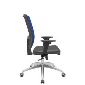 Cadeira Office Brizza Tela Azul Assento Vinil Preto RelaxPlax Base Aluminio 120cm - 63829