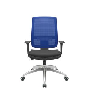 Cadeira Office Brizza Tela Azul Assento Aero Preto RelaxPlax Base Aluminio 120cm - 63830