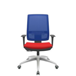Cadeira Office Brizza Tela Azul Assento Aero Vermelho RelaxPlax Base Aluminio 120cm - 63832