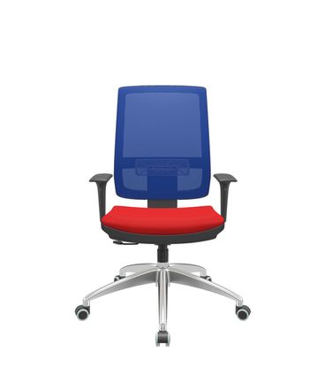 Cadeira Office Brizza Tela Azul Assento Aero Vermelho RelaxPlax Base Aluminio 120cm - 63832