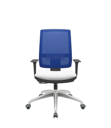 Cadeira Office Brizza Tela Azul Assento Aero Branco RelaxPlax Base Aluminio 120cm - 63833