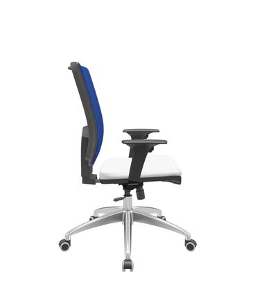 Cadeira Office Brizza Tela Azul Assento Aero Branco RelaxPlax Base Aluminio 120cm - 63833