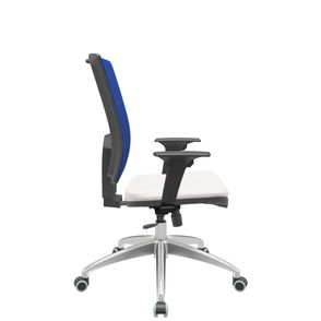 Cadeira Office Brizza Tela Azul Assento Vinil Branco RelaxPlax Base Aluminio 120cm - 63834