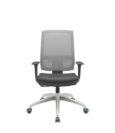 Cadeira Office Brizza Tela Cinza Assento Vinil Preto RelaxPlax Base Aluminio 120cm - 63835