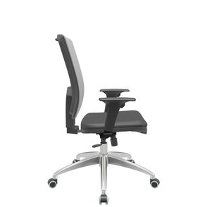 Cadeira Office Brizza Tela Cinza Assento Vinil Preto RelaxPlax Base Aluminio 120cm - 63835