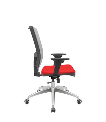 Cadeira Office Brizza Tela Cinza Assento Aero Vermelho RelaxPlax Base Aluminio 120cm - 63838