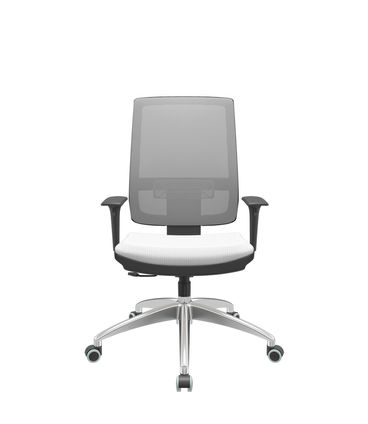 Cadeira Office Brizza Tela Cinza Assento Aero Branco RelaxPlax Base Aluminio 120cm - 63839