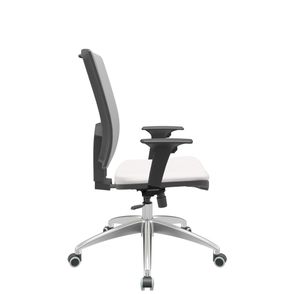 Cadeira Office Brizza Tela Cinza Assento Vinil Branco RelaxPlax Base Aluminio 120cm - 63840