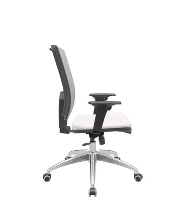 Cadeira Office Brizza Tela Cinza Assento Vinil Branco RelaxPlax Base Aluminio 120cm - 63840