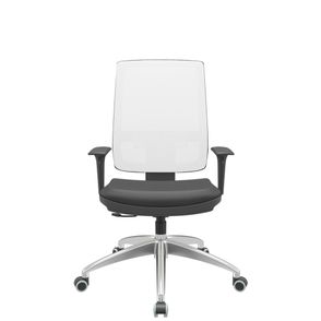 Cadeira Office Brizza Tela Branca Assento Vinil Preto RelaxPlax Base Aluminio 120cm - 63841
