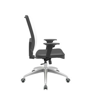 Cadeira Office Brizza Tela Branca Assento Vinil Preto RelaxPlax Base Aluminio 120cm - 63841