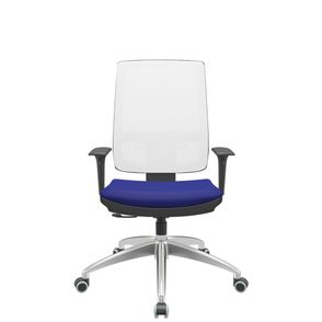 Cadeira Office Brizza Tela Branca Assento Aero Azul RelaxPlax Base Aluminio 120cm - 63843