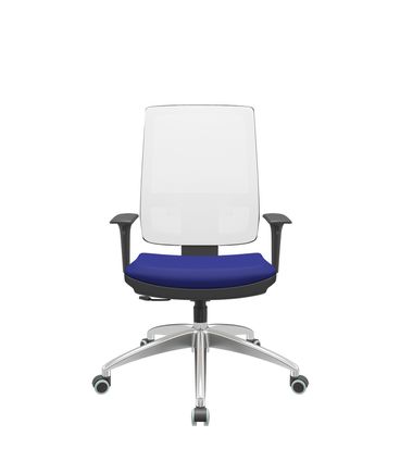 Cadeira Office Brizza Tela Branca Assento Aero Azul RelaxPlax Base Aluminio 120cm - 63843