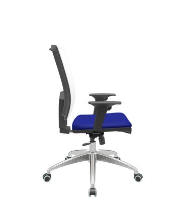 Cadeira Office Brizza Tela Branca Assento Aero Azul RelaxPlax Base Aluminio 120cm - 63843