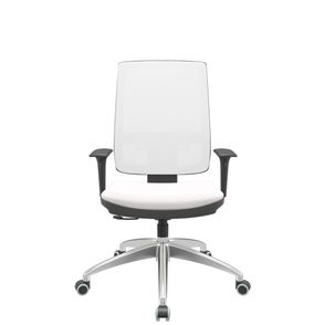 Cadeira Office Brizza Tela Branca Assento Vinil Branco RelaxPlax Base Aluminio 120cm - 63846