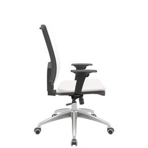 Cadeira Office Brizza Tela Branca Assento Vinil Branco RelaxPlax Base Aluminio 120cm - 63846