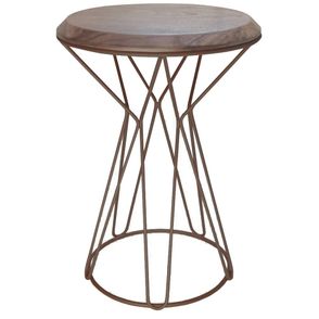 Mesa Apoio Cost Tampo Nogueira com Base Aco Corten 56 cm - 59189