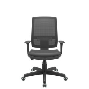 Cadeira Office Brizza Tela Preta Assento Vinil Preto RelaxPlax Base Standard 120cm - 63857