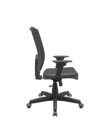 Cadeira Office Brizza Tela Preta Assento Vinil Preto RelaxPlax Base Standard 120cm - 63857