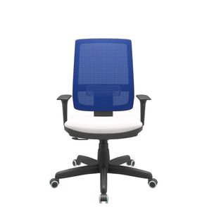 Cadeira Office Brizza Tela Azul Assento Vinil Branco RelaxPlax Base Standard 120cm - 63876