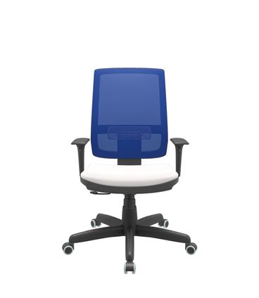 Cadeira Office Brizza Tela Azul Assento Vinil Branco RelaxPlax Base Standard 120cm - 63876
