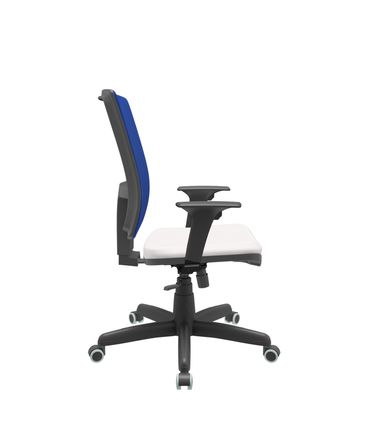 Cadeira Office Brizza Tela Azul Assento Vinil Branco RelaxPlax Base Standard 120cm - 63876