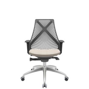 Cadeira Office Bix Tela Preta Assento Poliéster Fendi Autocompensador Base Alumínio 95cm - 63938