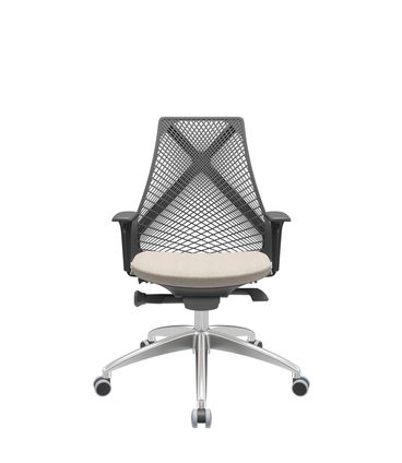 Cadeira Office Bix Tela Preta Assento Poliéster Fendi Autocompensador Base Alumínio 95cm - 63938