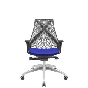 Cadeira Office Bix Tela Preta Assento Aero Azul Autocompensador Base Alumínio 95cm - 63940