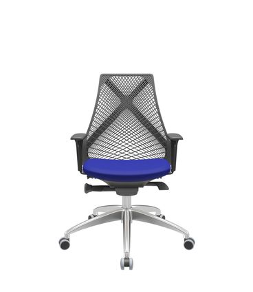 Cadeira Office Bix Tela Preta Assento Aero Azul Autocompensador Base Alumínio 95cm - 63940